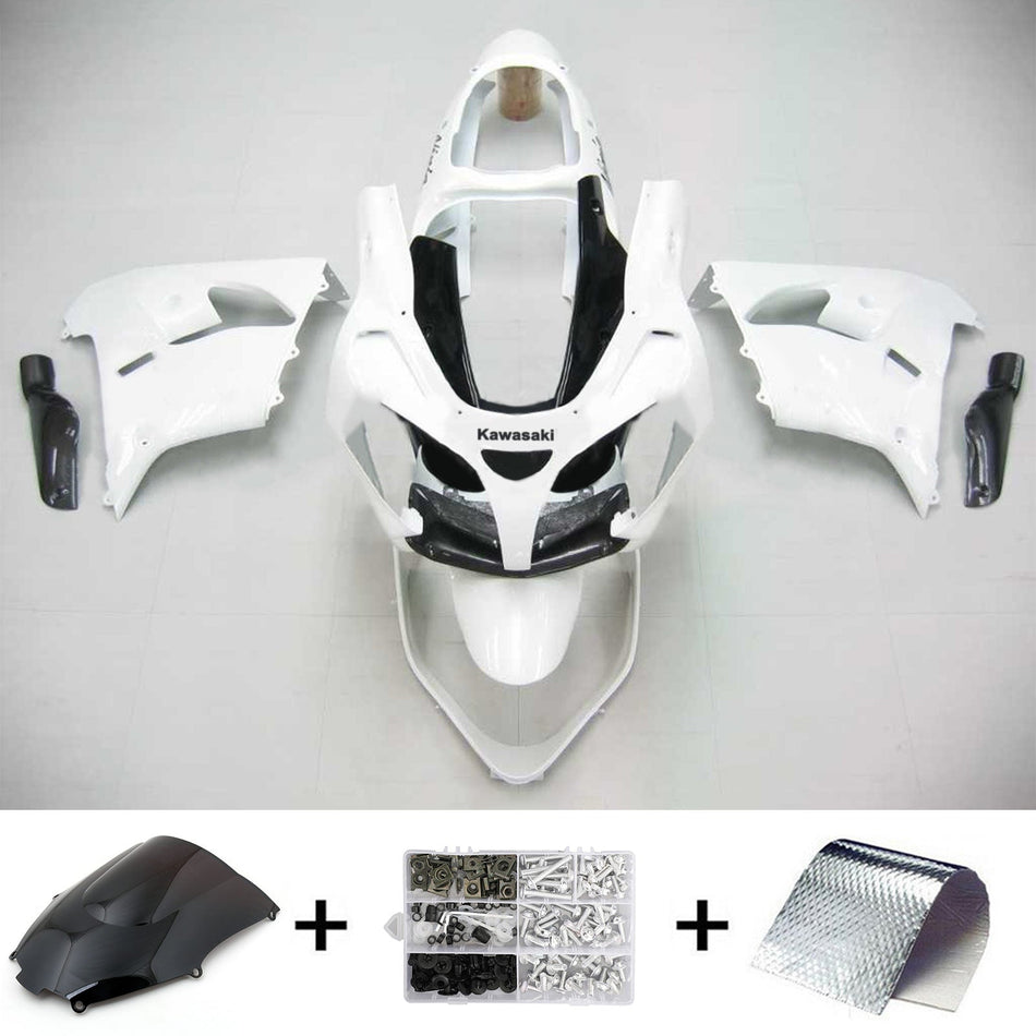 Amotopart Kawasaki ZX9R 2000-2001 Kit de carénage blanc