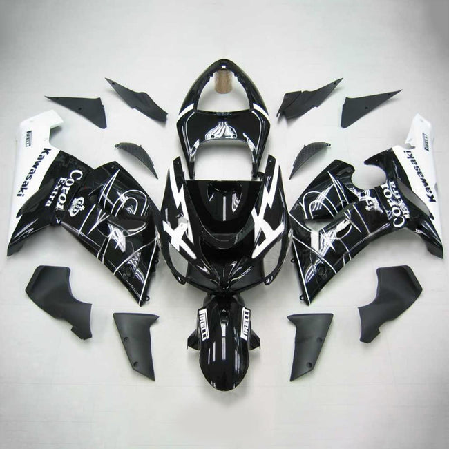 Amotopart Kawasaki 2005-2006 ZX6R 636 Black White Mix Abzugskit