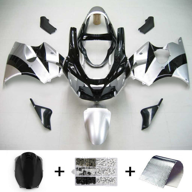 Amotopart 2000-2002 Kawasaki ZX6R Verkleidungsspiegel Schwarzes Kit