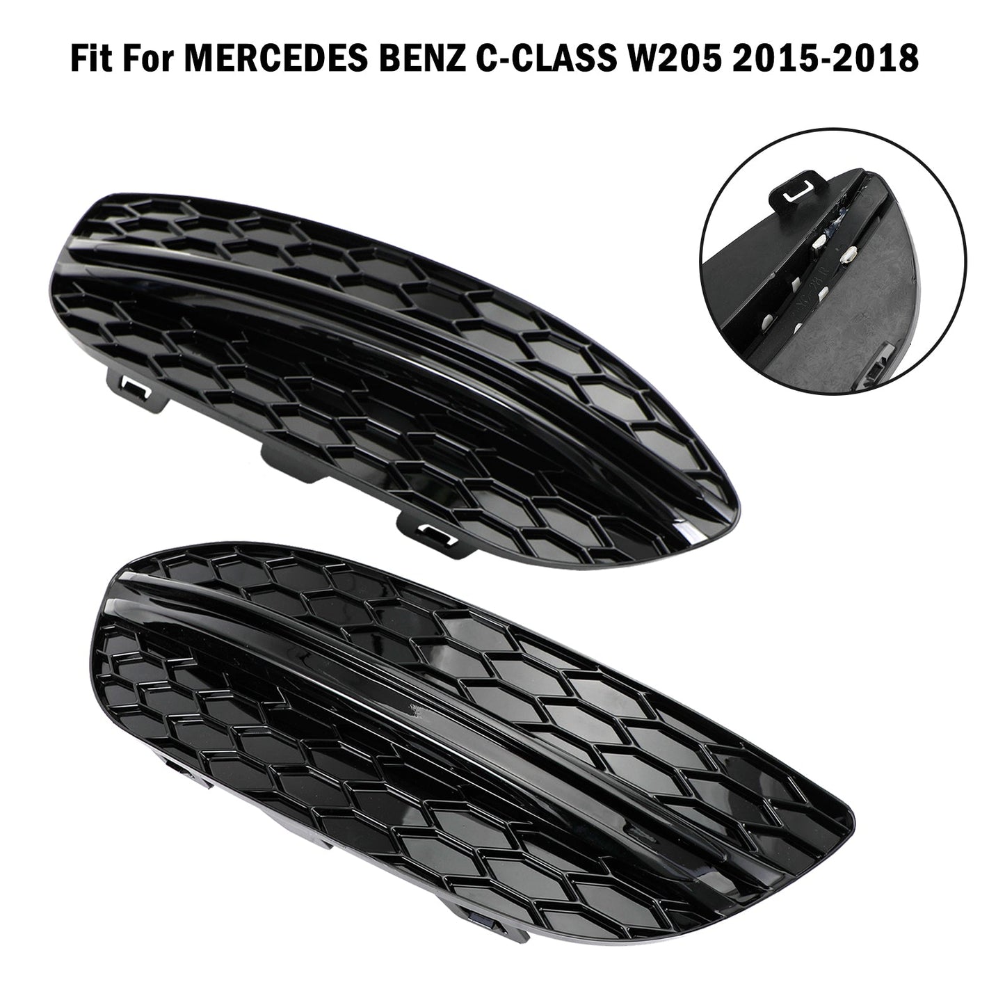 MERCEDES BENZ C CLASS W205 2015-2018 Base Sedan 2PCS Couverture de phare antibrouillard