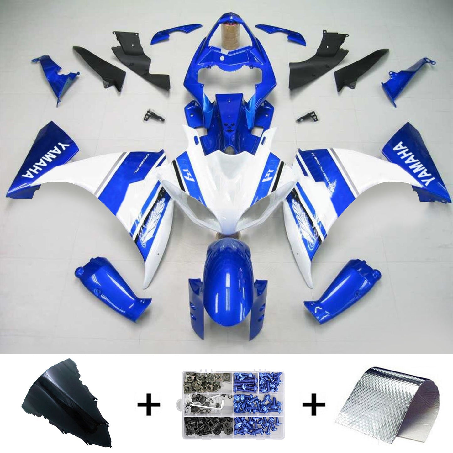 Amotopart Yamaha 2012-2014 YZF 1000 R1 Blue White Abzugskit