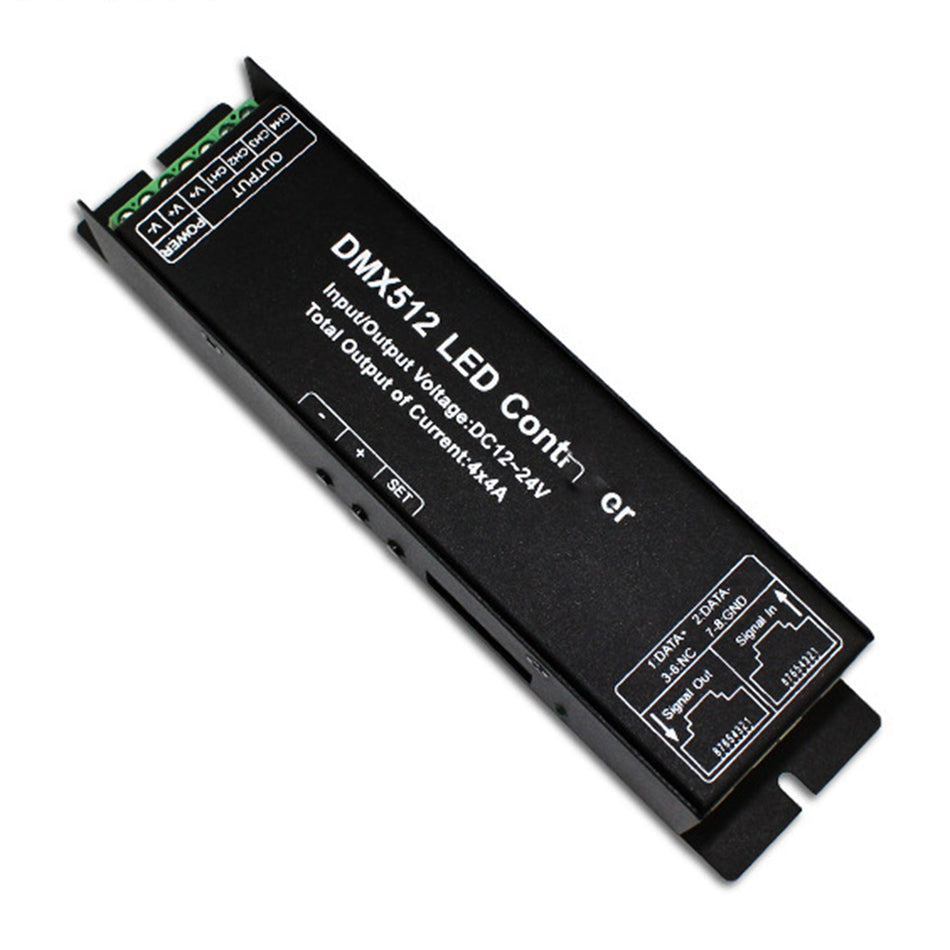 LED RGB DMX512 Decoder Controller DC12-24V 4x4A 16A 4 Kanal Digital PWM Dimmer