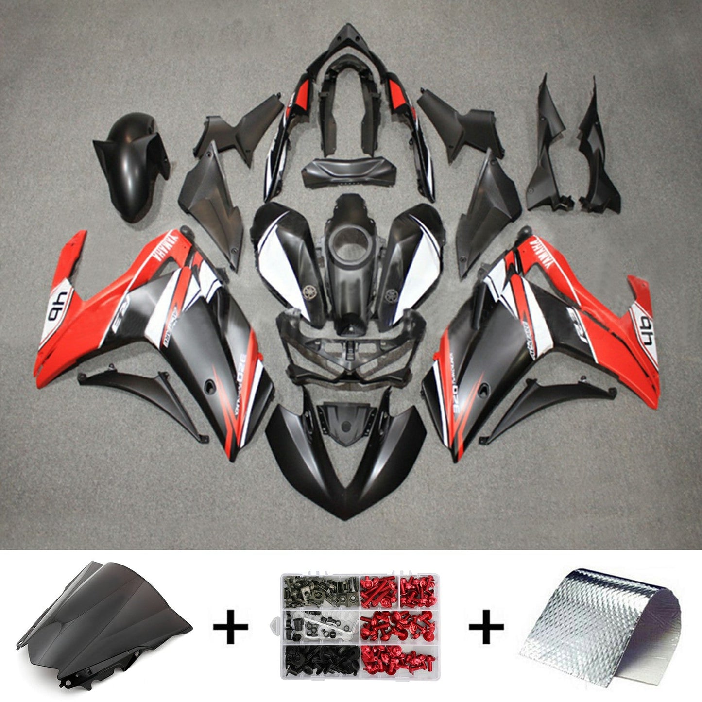 Amotopart Verkleidungsset für Yamaha YZF-R3 2014–2018, R25 2015–2017, Karosserie, ABS