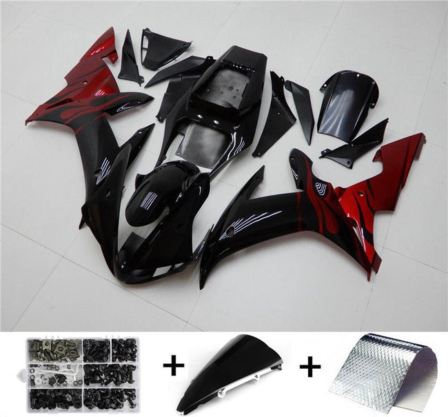 Amotopart 2002 2003 Yamaha YZF R1 Verkleidung Black Red Kit