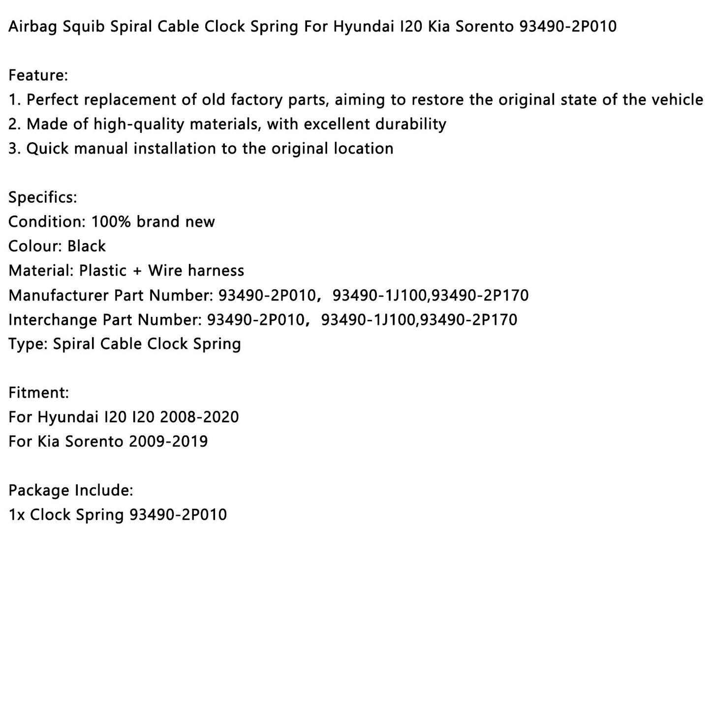 L Cable Clock Spring Für Hyundai I20 93490-2P010