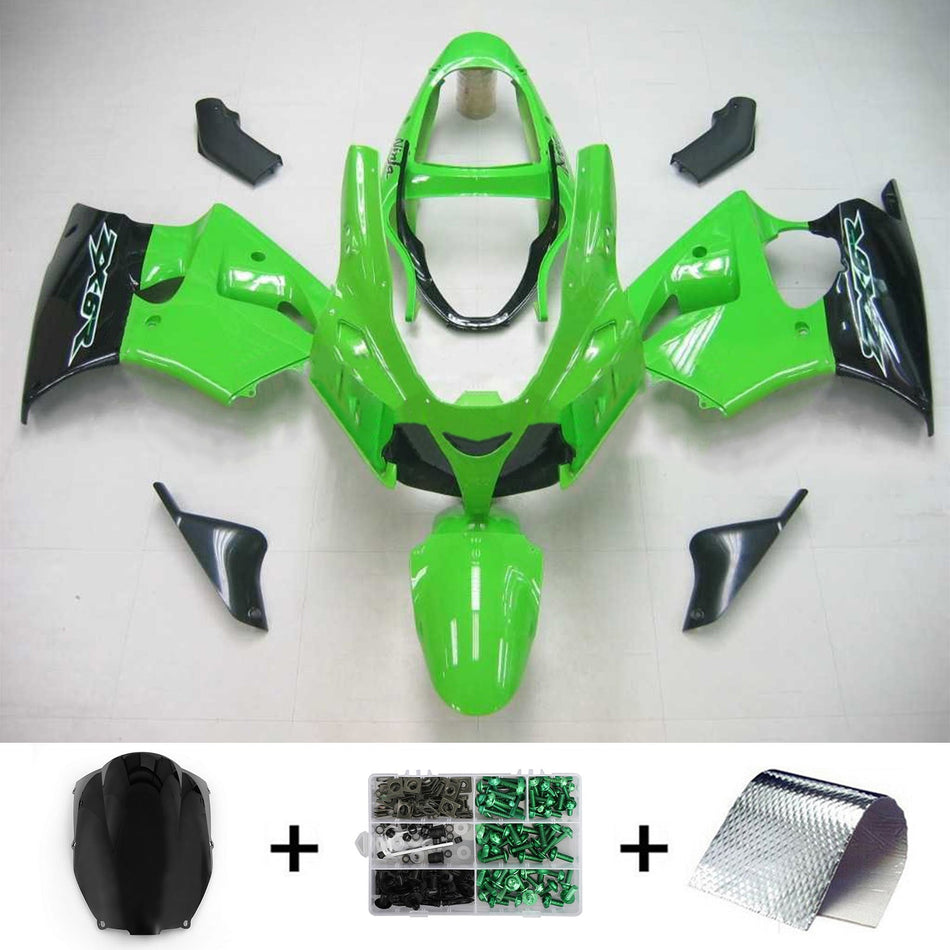 Amotopart 2000-2002 Kawasaki ZX6R Kit de carénage vert brillant
