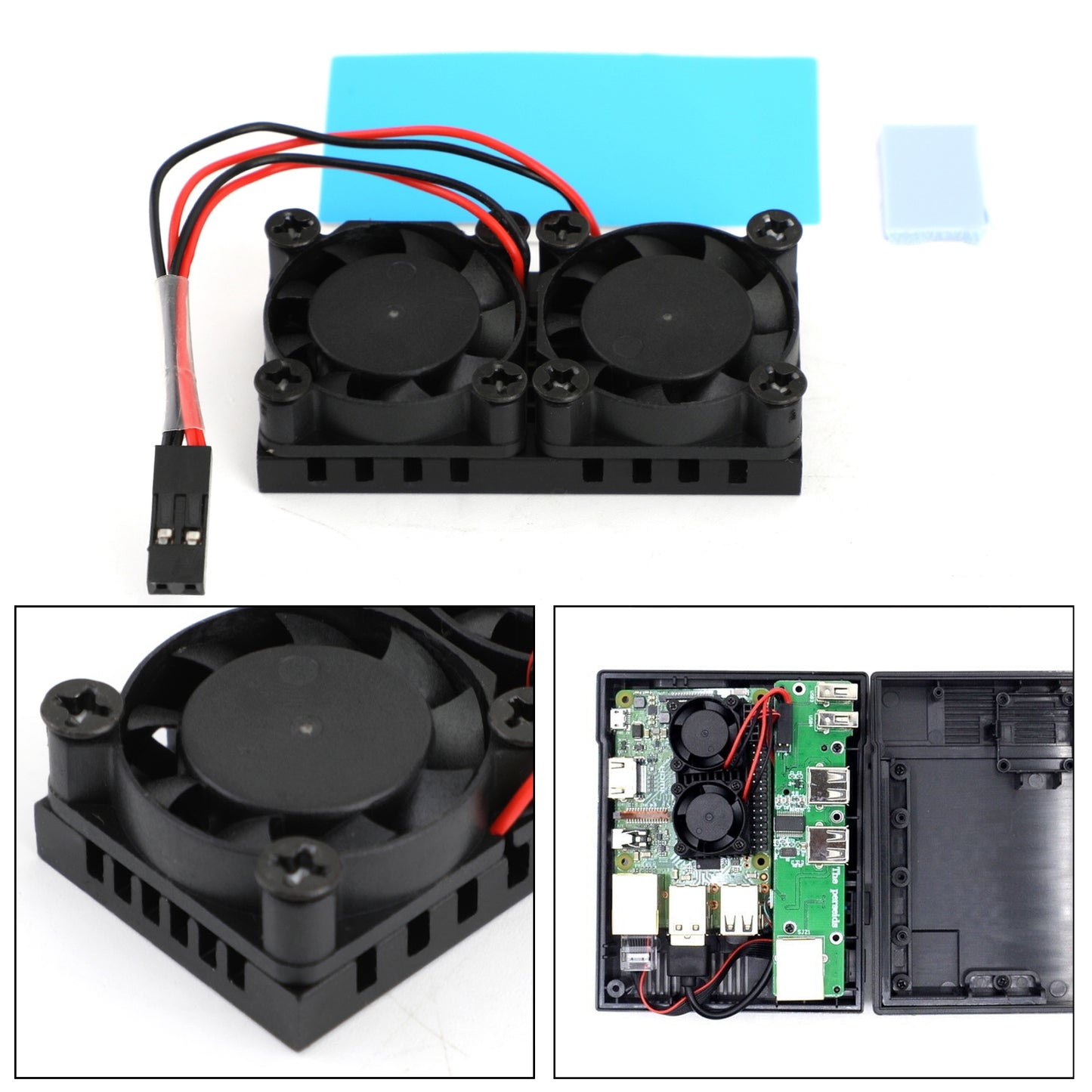 Single Doppelt Ventilator Lüfter Kühlkörper Kühler Platz für Raspberry Pi 4B 3B+
