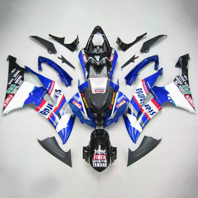 Amotopart Yamaha 2008-2016 YZF 600 R6 White Blue Fairing Kit