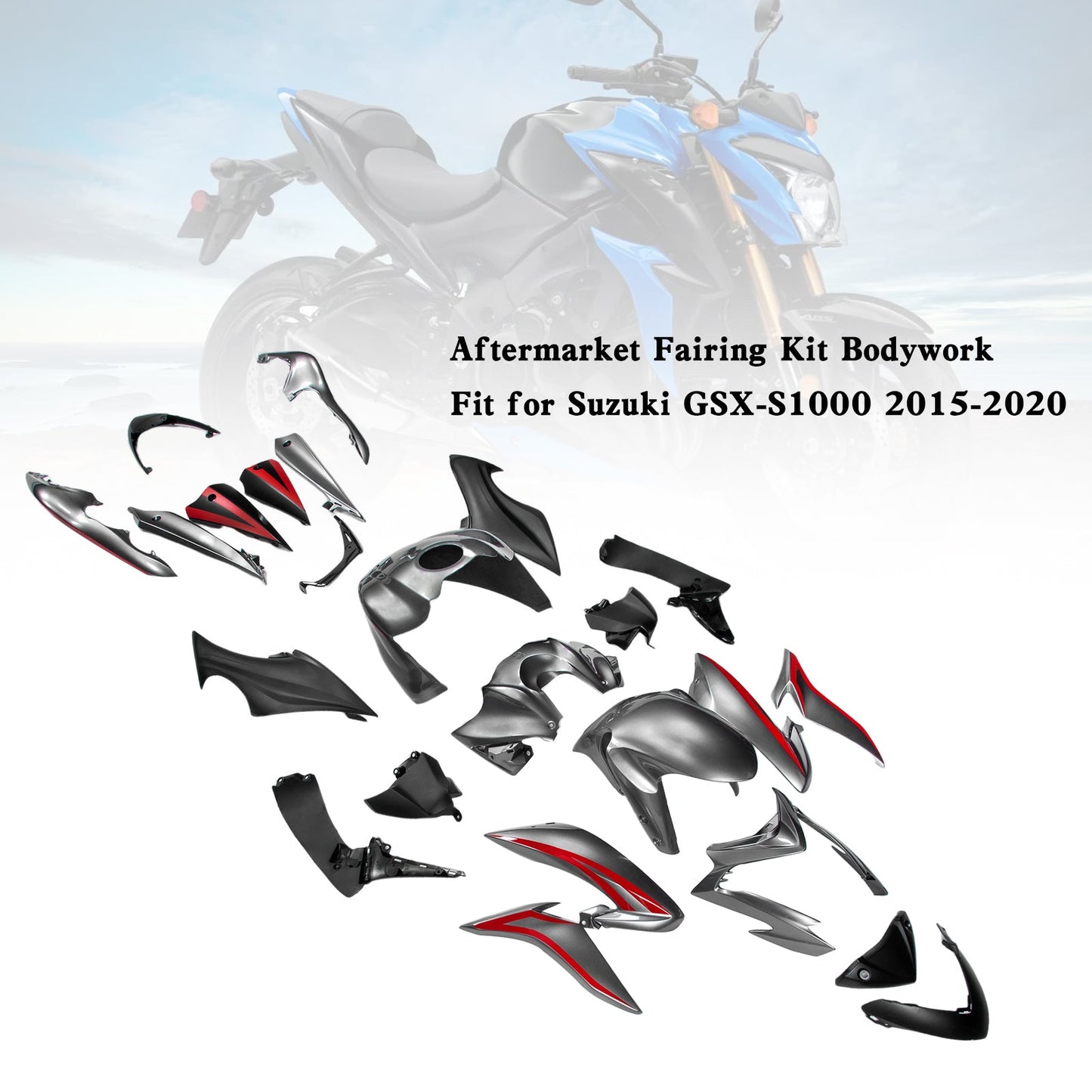 Amotopart Kunststoff-Karosserieverkleidungsset für Suzuki GSX-S 1000 2015–2020