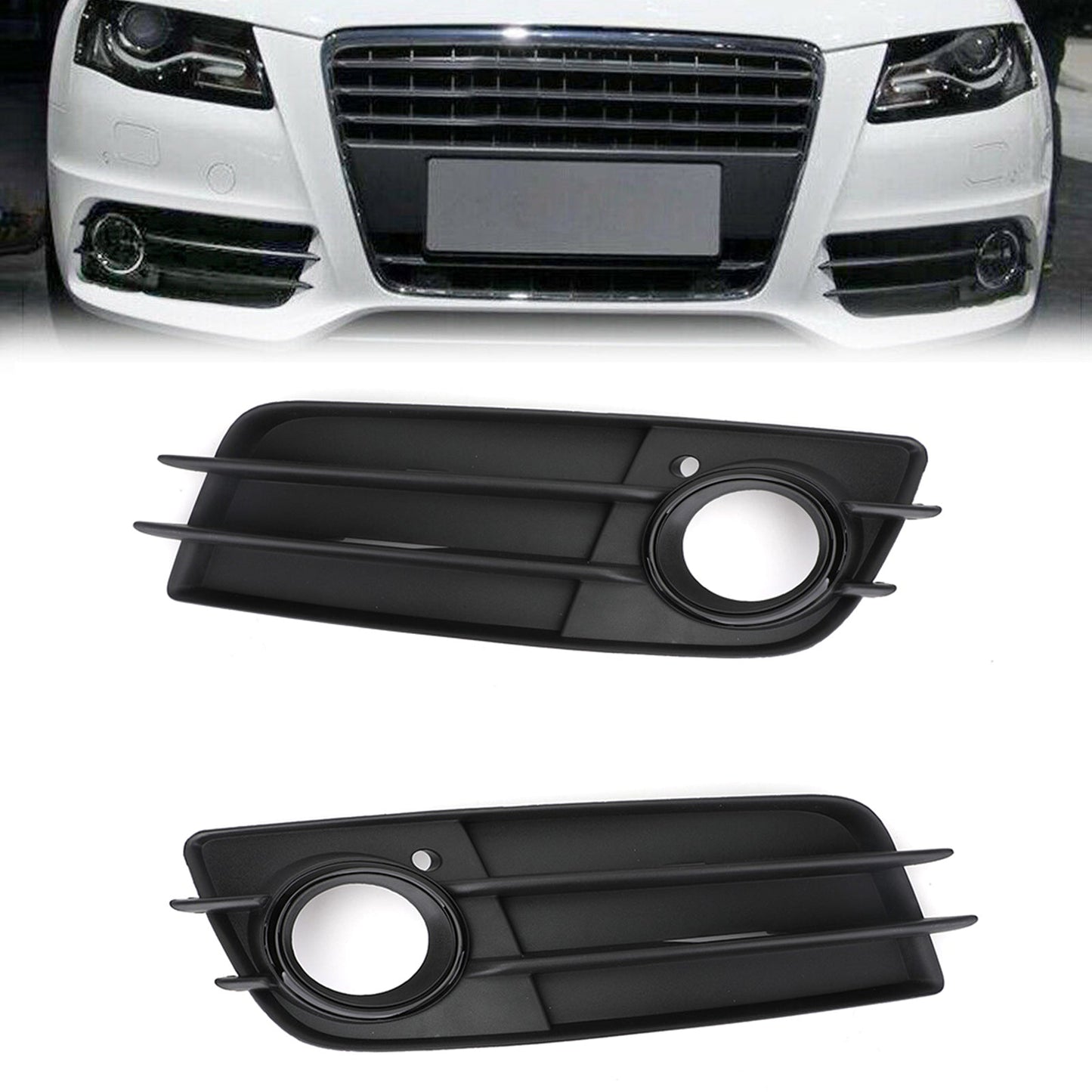 2 caches de radiateur antibrouillard avant noir pour Audi A4 S-Line S4 2008-12 Generic