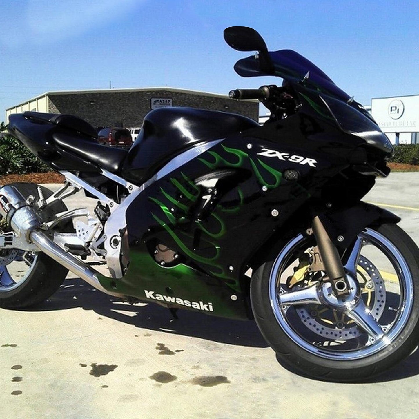 Amotopart Kawasaki 2002-2003 ZX9R Green Black Mix Abzugskit