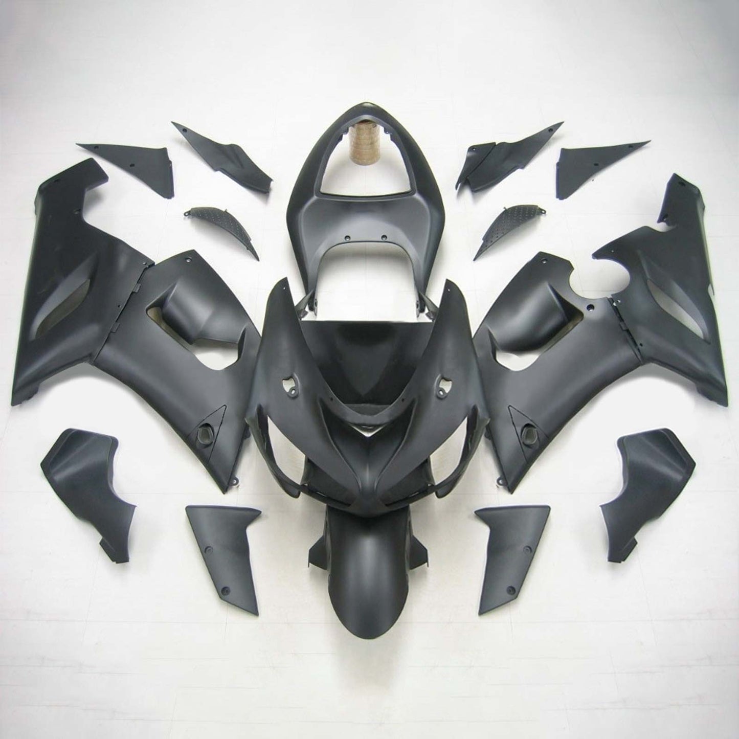 Amotopart Kawasaki 2005-2006 ZX6R 636 Mattes Black Fearing Kit