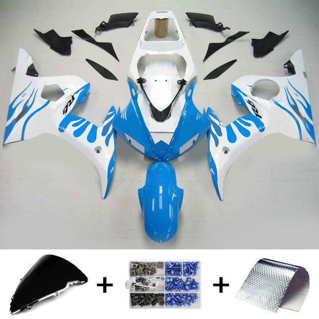 Amotopart Yamaha 2003-2004 YZF 600 R6 & 2006-2009 YZF R6S Blue White Fairing Kit