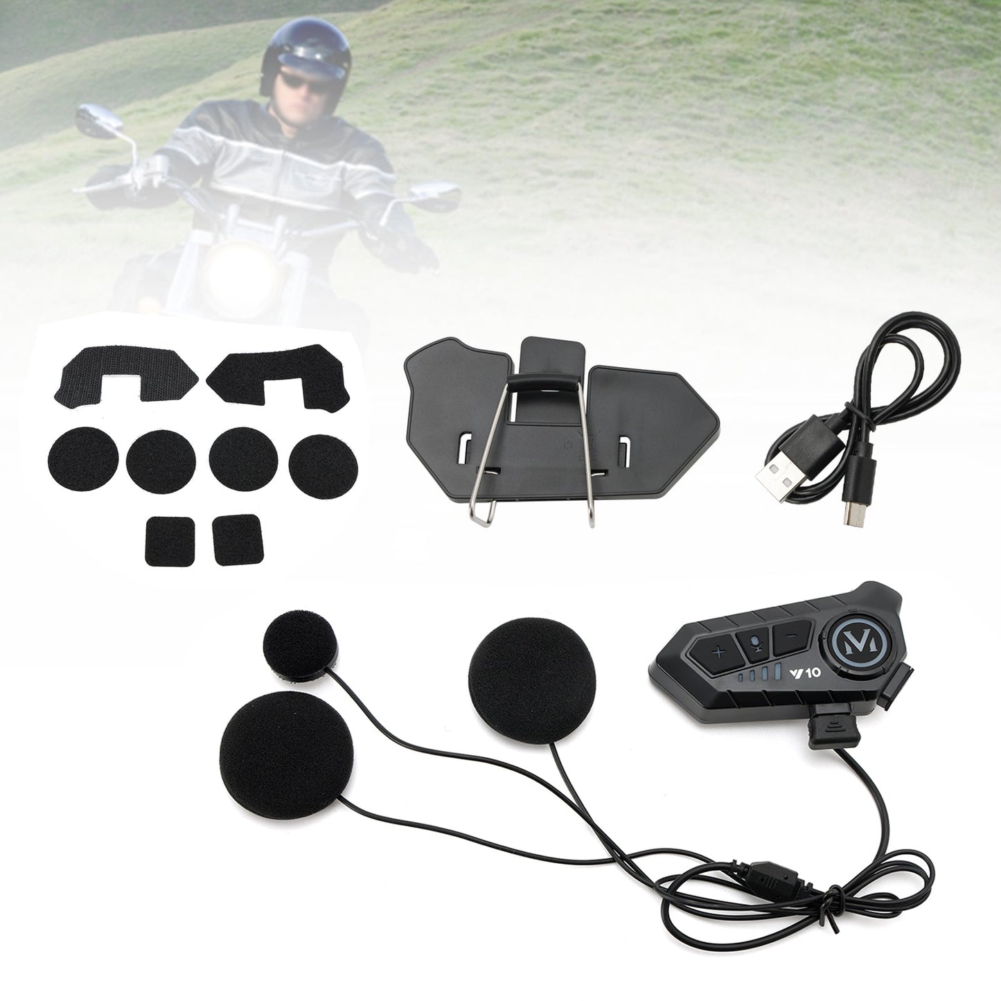 Universal Lautsprecher Player Helm Bluetooth Kopfhörer Headset Schwarz Für Motorrad