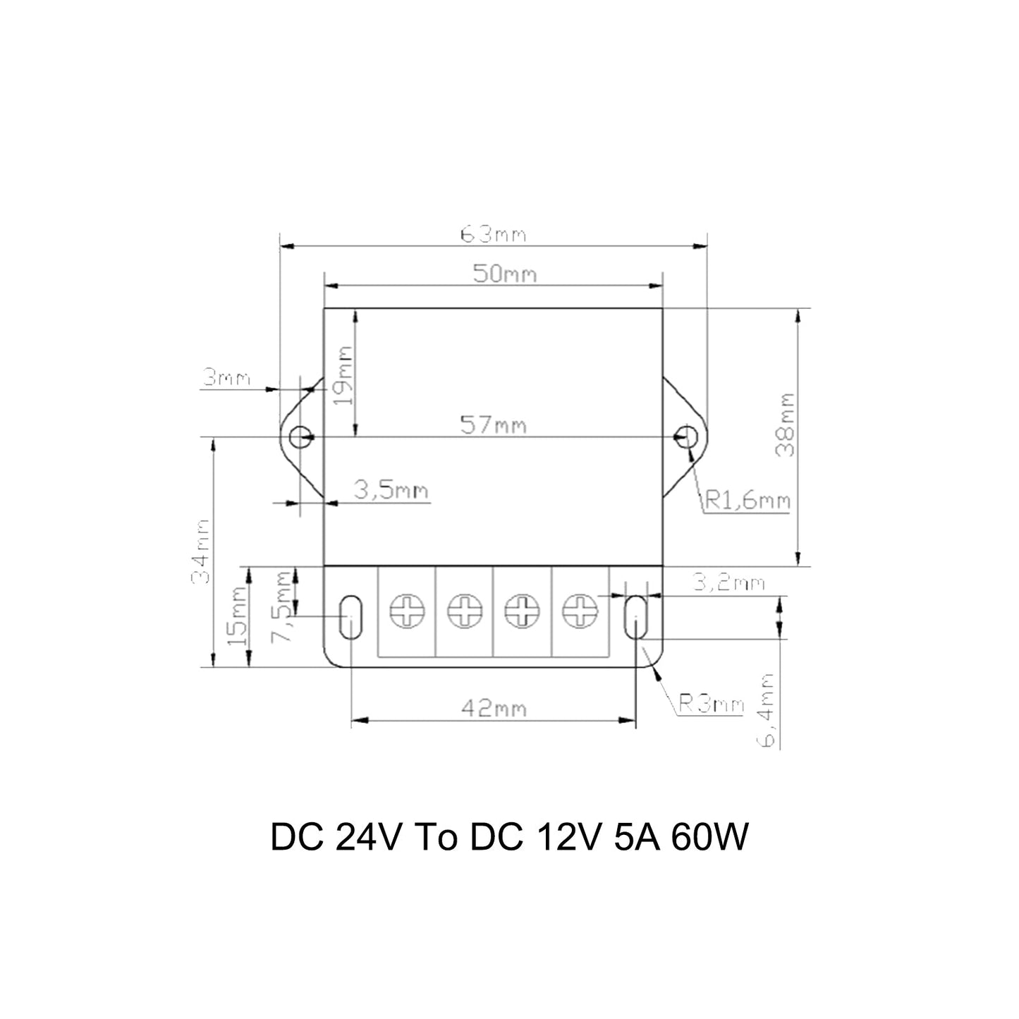 Régulateur de tension cc convertisseur abaisseur DC 24V à DC 12V 5A 60W réducteur abaisseur