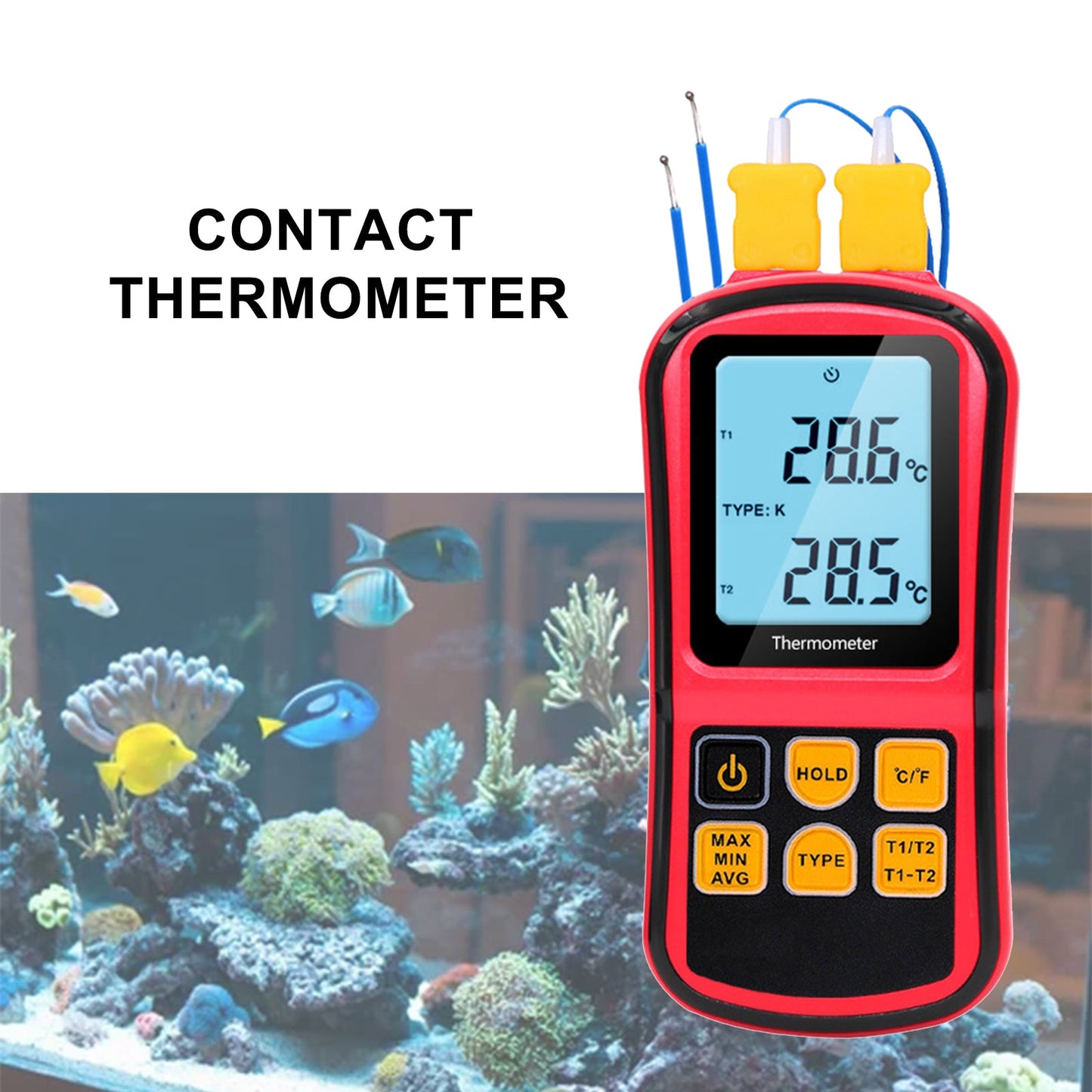Digitales Thermoelement Thermometer Temperatur Zweikanal-Messgerät Tester LCD
