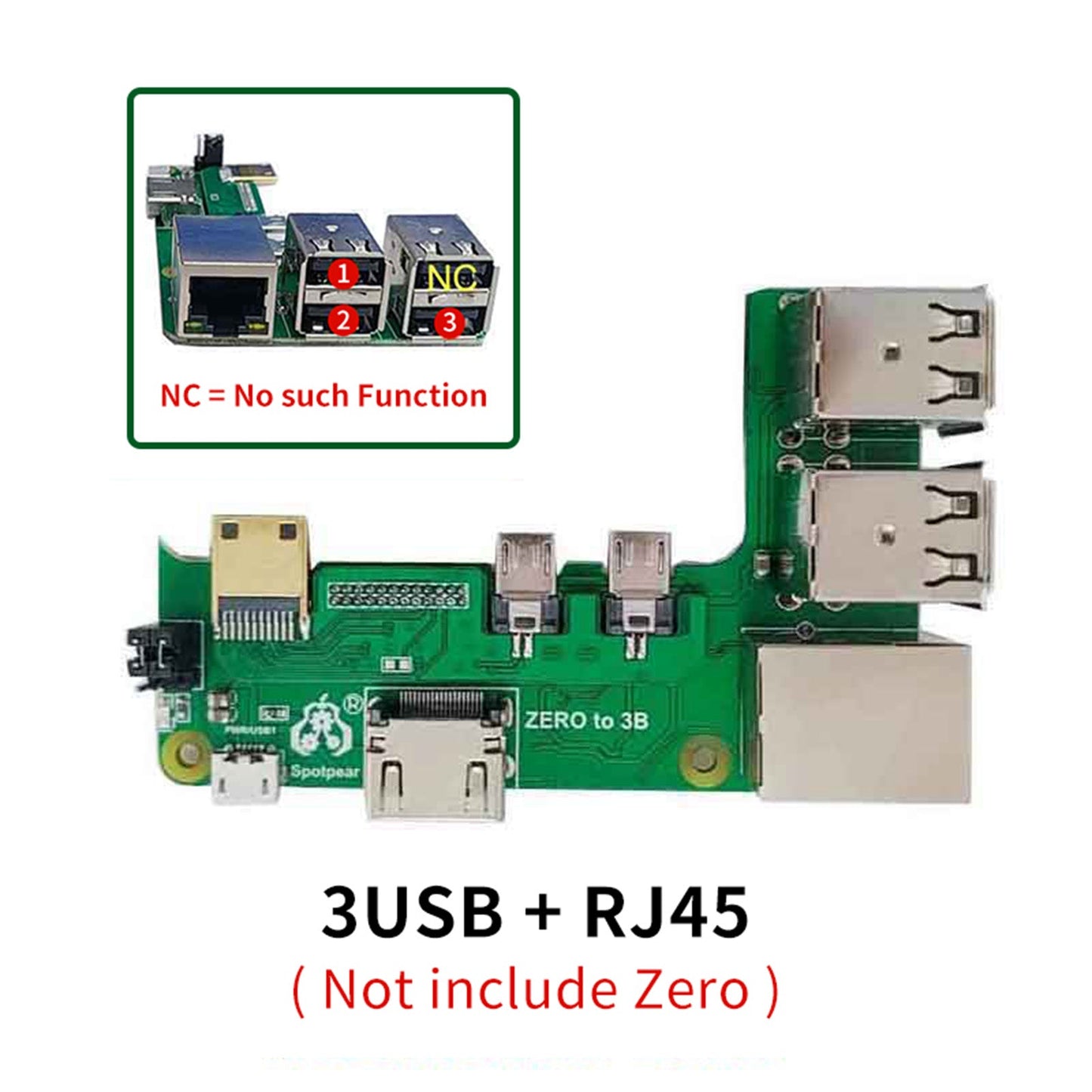 Expansion Board Zero PI0 USB Hub RJ45 Hut für Raspberry Pi Zero 2W bis 3B