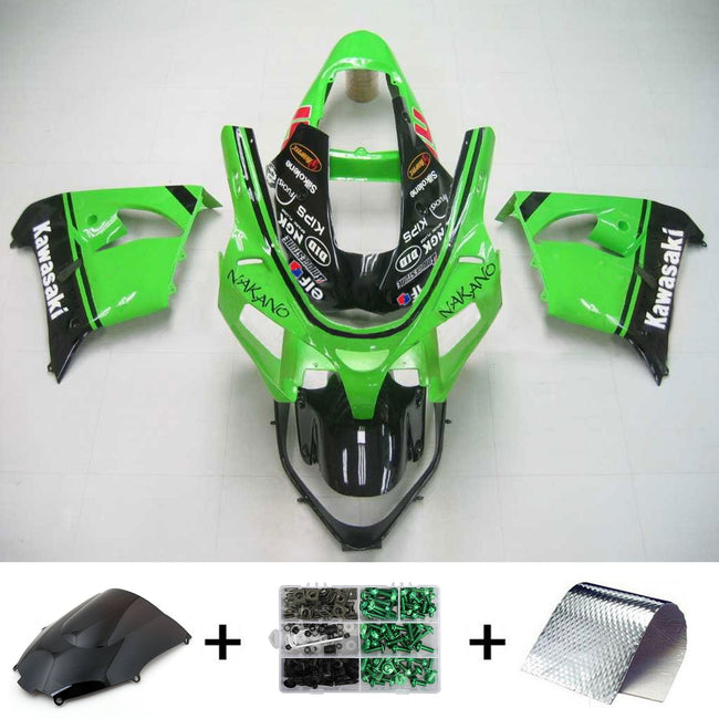 Amotopart Kawasaki 2002-2003 ZX9R Green Black Mix Abzugskit