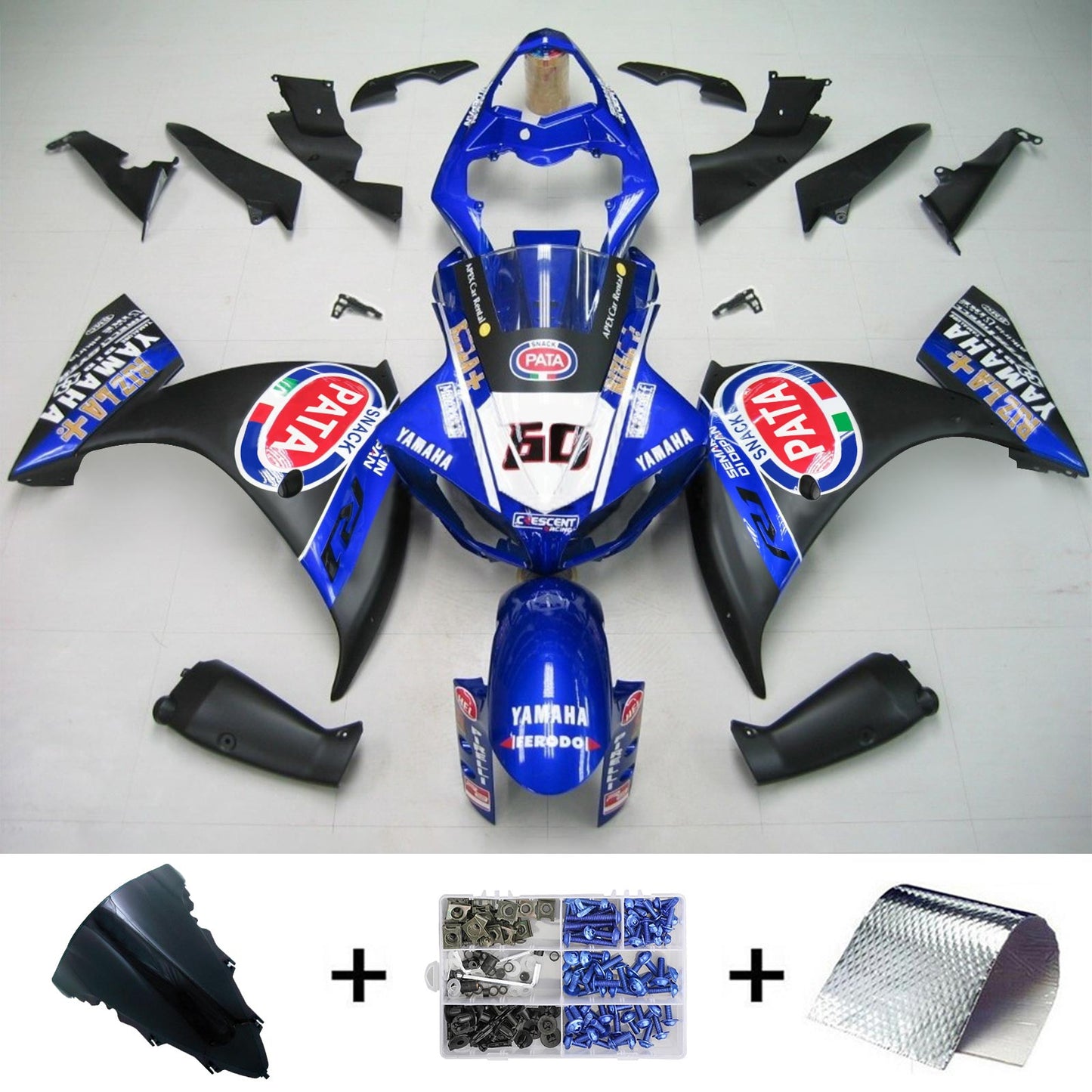 Amotopart Yamaha 2012-2014 YZF 1000 R1 Schwarzblau Abzugskit