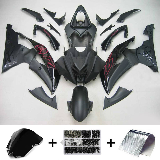 Amotopart Yamaha 2008-2016 YZF 600 R6 Schwarzverkleidungskit