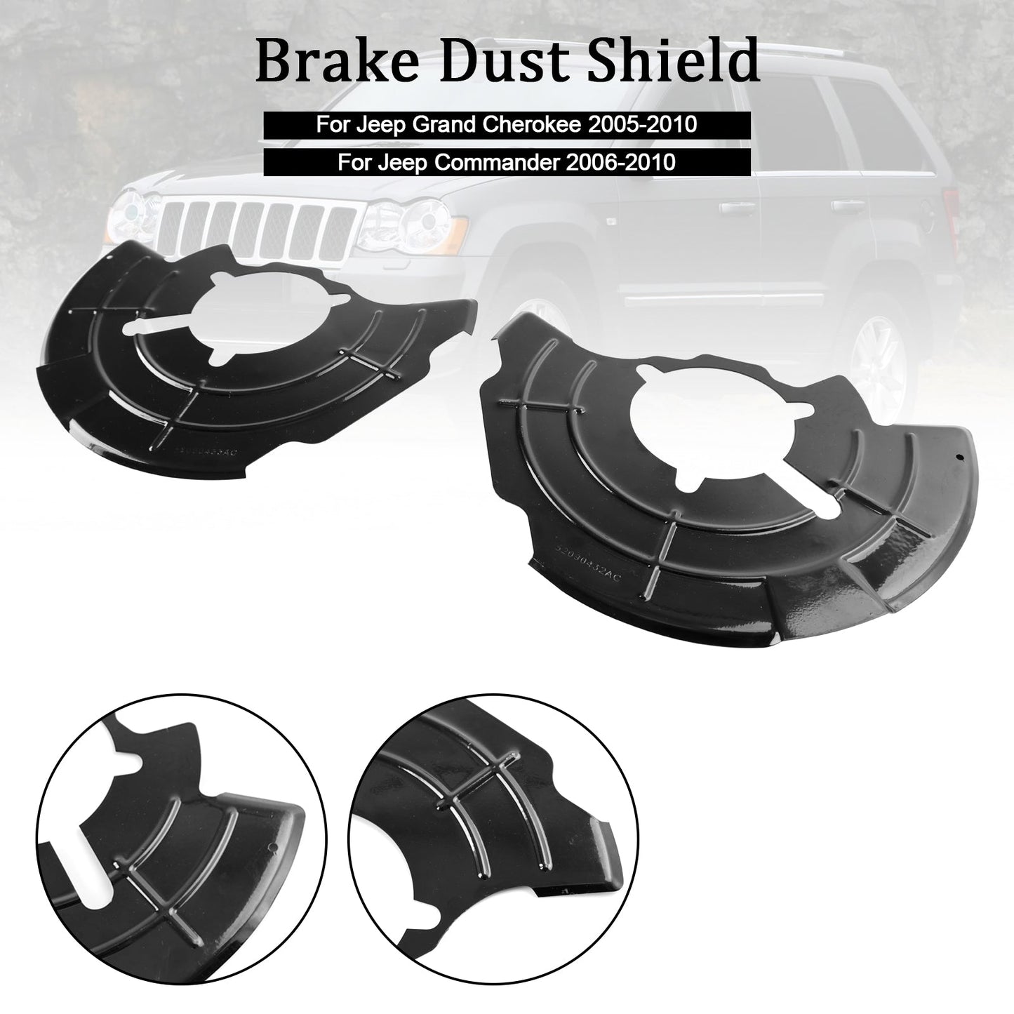 Rechts + links vorne Bremsstaubschutz passend für Jeep Grand Cherokee Commander 2005–2010