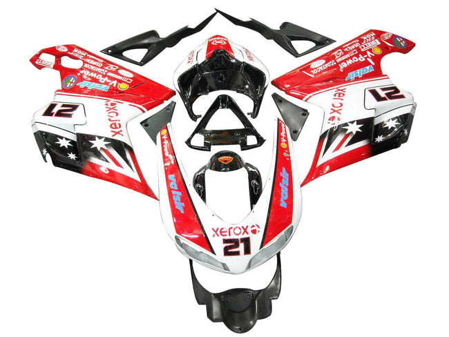 Amotopart-Verkleidungen für 2007-2012 Ducati 1098 1198 848 Rot und Weiß Xerox Nr. 21 Rennsport Generikum