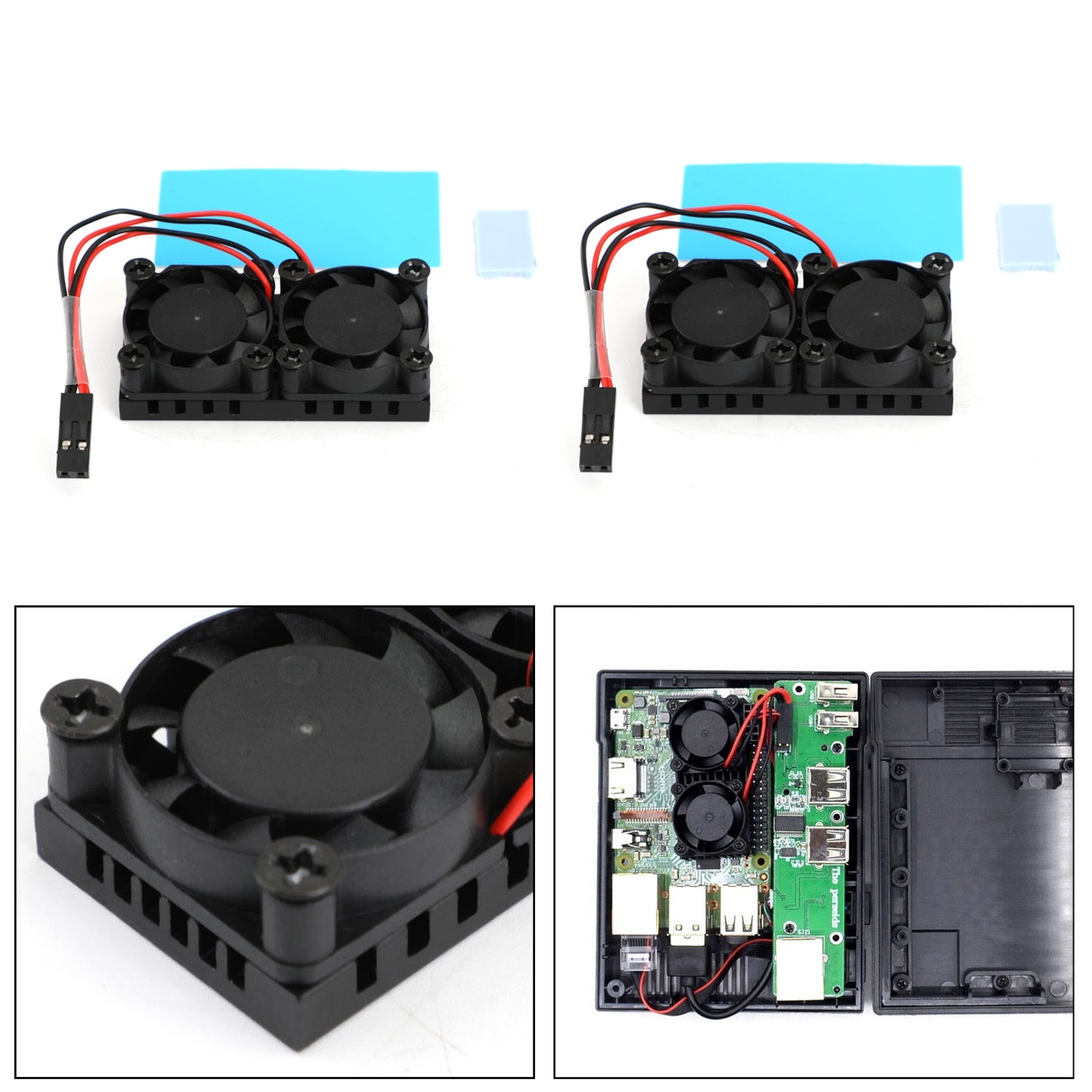 Espace refroidisseur de dissipateur thermique à double ventilateur pour Raspberry Pi 4B 3B +