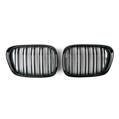 Gloss Black Front Kidney Grille Double Rib For 2001-2004 BMW 5 Series E39