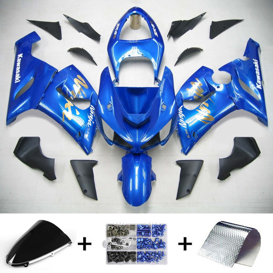 Amotopart Kawasaki 2005-2006 ZX6R 636 Blaues Verkleidungskit