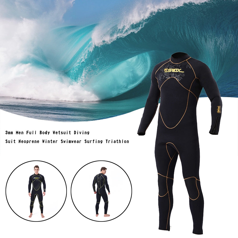 3MM Homme Combinaison de Surf Combinaison de Plongée Corps Complet Snorkeling Triathlon