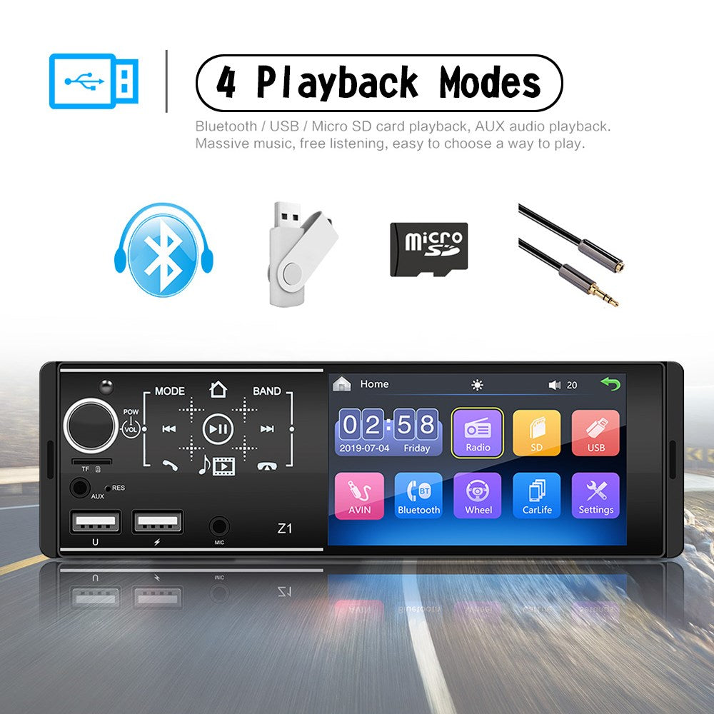 Single Din Touchscreen Radio Bluetooth Autoradio 4 Zoll UKW + RÜCKFahrkamera