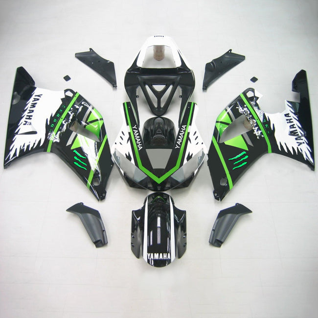 Amotopart 2000-2001 Yamaha YZF 1000 R1 Black & Green Fearing Kit