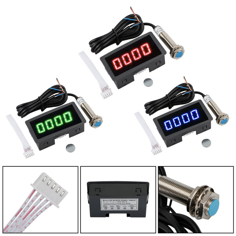 Digitaler LED-Drehzahlmesser CF5135C-Z Mit Hall-Sensor – 10-9999 U/min, 8-24V DC, Grüne Anzeige
