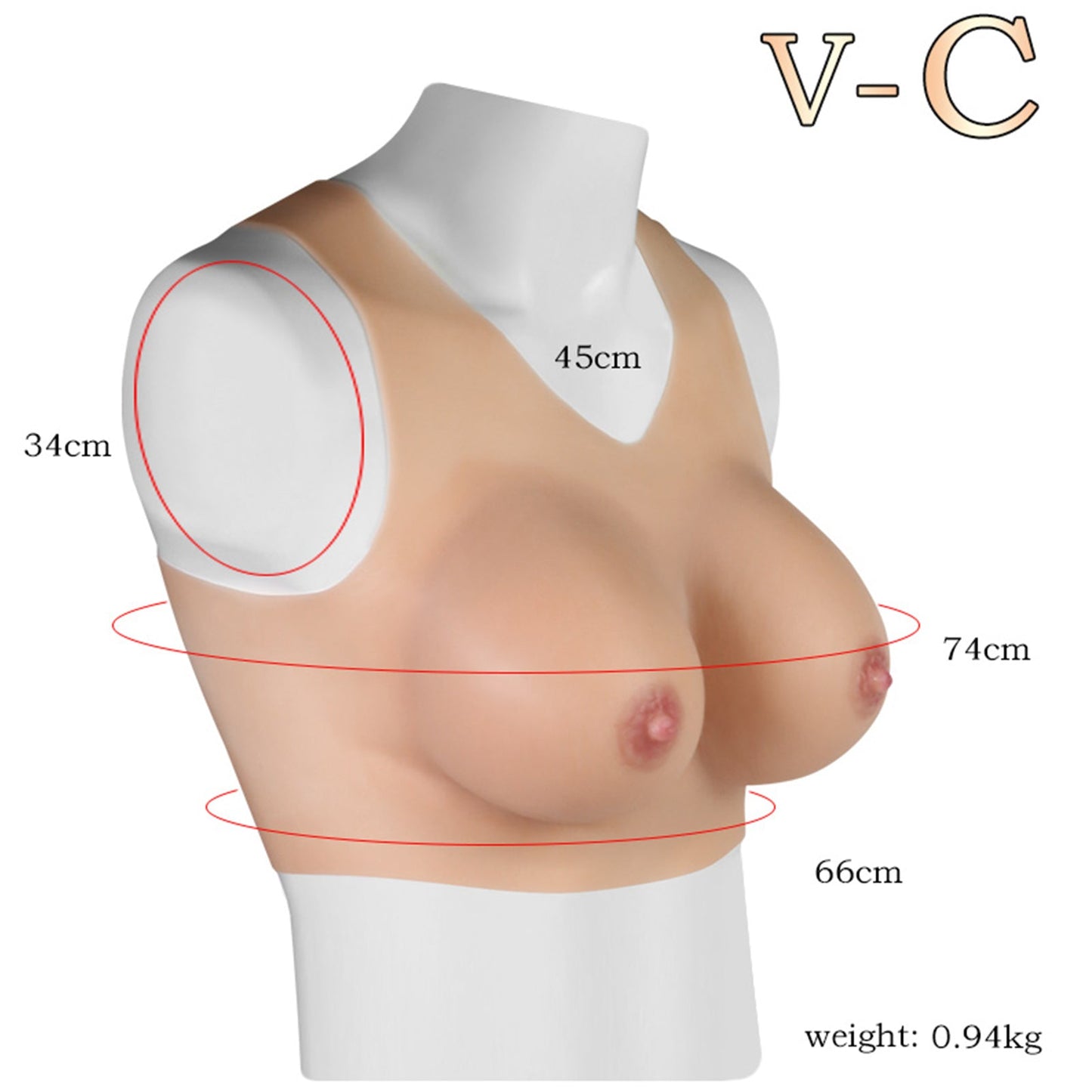 V-Ausschnitt BF Cup Silikonbrüste Gefälschne Brüste für Crossdresser Drag Queen