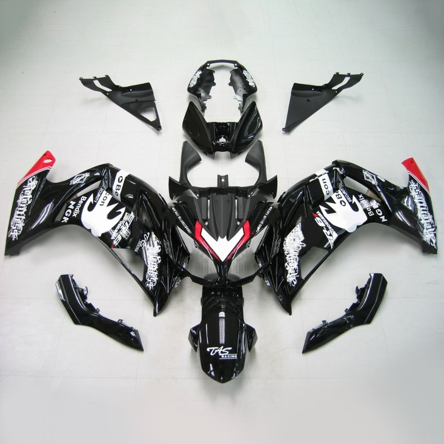 Amotopart 2012-2016 Kawasaki Ninja 650 Black White Fairing Kit