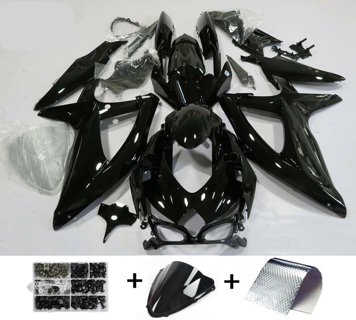 Amotopart Suzuki GSXR600 750 2008-2010 Verkleidung gl?nzender Schwarzverkleidungskit