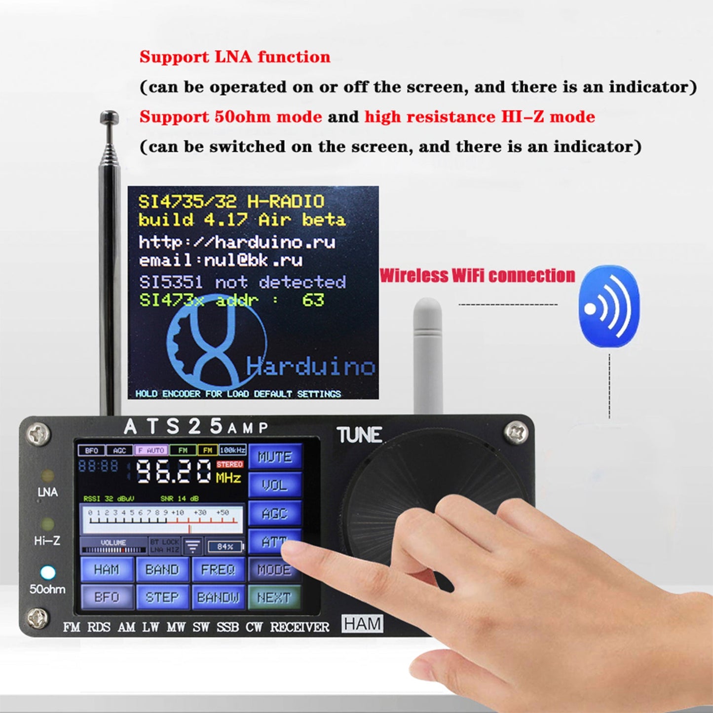 ATS25AMP Vollband-Radioempfänger FM RDS SW SSB DSP-Empfänger mit 2,4-Zoll-Touchscreen