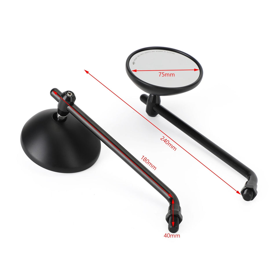 Klassischer Stil rechts und links, schwarzer Spiegel, 10 mm rechts, für Honda CB Shadow Cruiser Generic