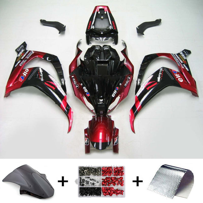 Amotopart Kawasaki ZX10R 2011-2015 Hochgl?nzende rote Schwarzverkleidung Kit