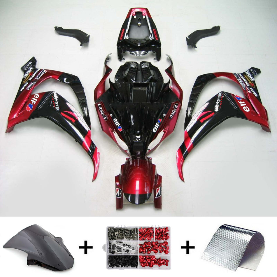 Amotopart Kawasaki ZX10R 2011-2015 Kit de carénage rouge noir brillant