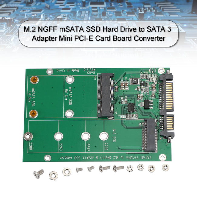 M.2 NGFF mSATA SSD Festplatte auf SATA 3 Adapter PCI-E Kartenplatinenkonverter