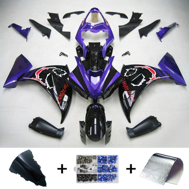 Amotopart Yamaha 2012-2014 YZF 1000 R1 Black Purple Fearing Kit