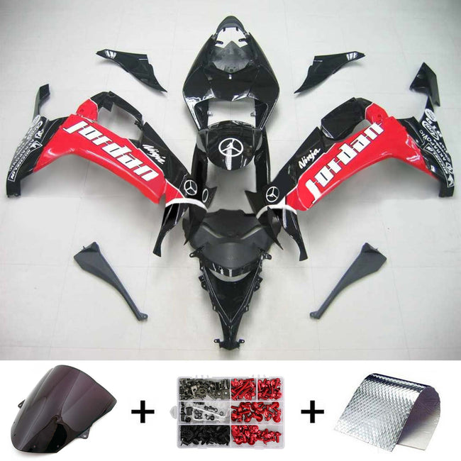 Amotopart Kawasaki ZX10R 2008-2010 Rotes Schwarzverkleidungskit