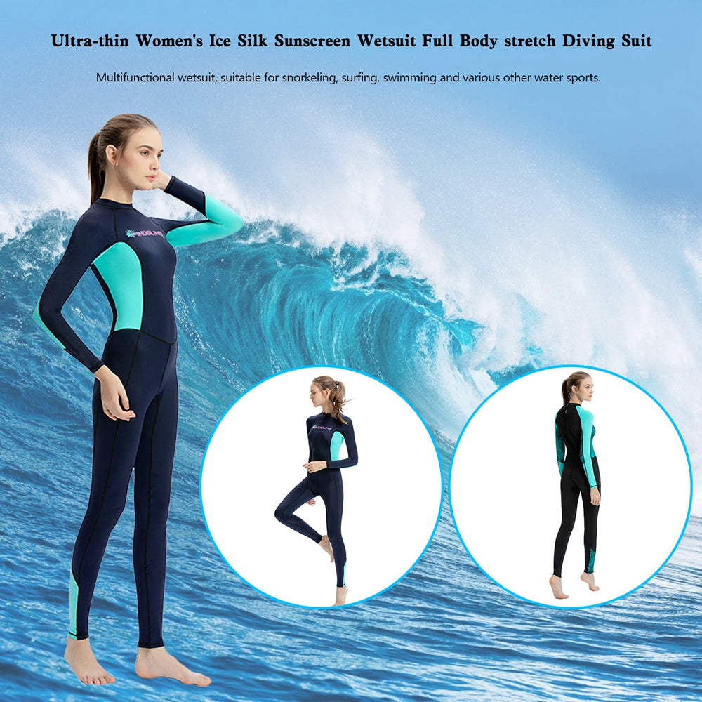 Combinaison de plongée en soie glacée ultra fine pour femme avec protection solaire Combinaison de plongée extensible sur tout le corps