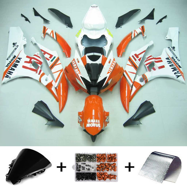 AMOTOPART YAMAHA 2006-2007 YZF 600 R6 Orange White Fearing Kit