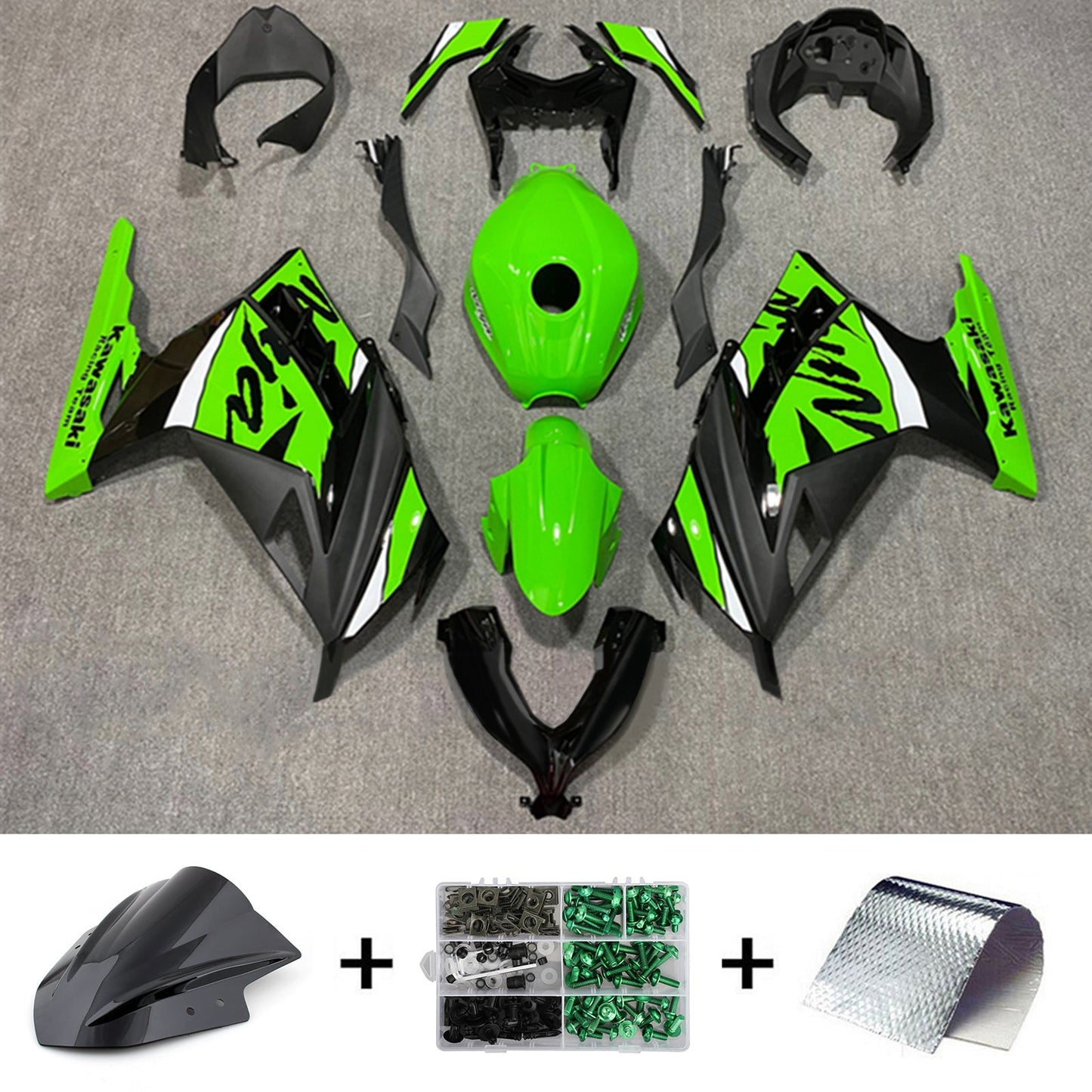 Amotopart Verkleidungsset für Kawasaki EX300/Ninja300 2013–2017, Karosserie, Kunststoff, ABS