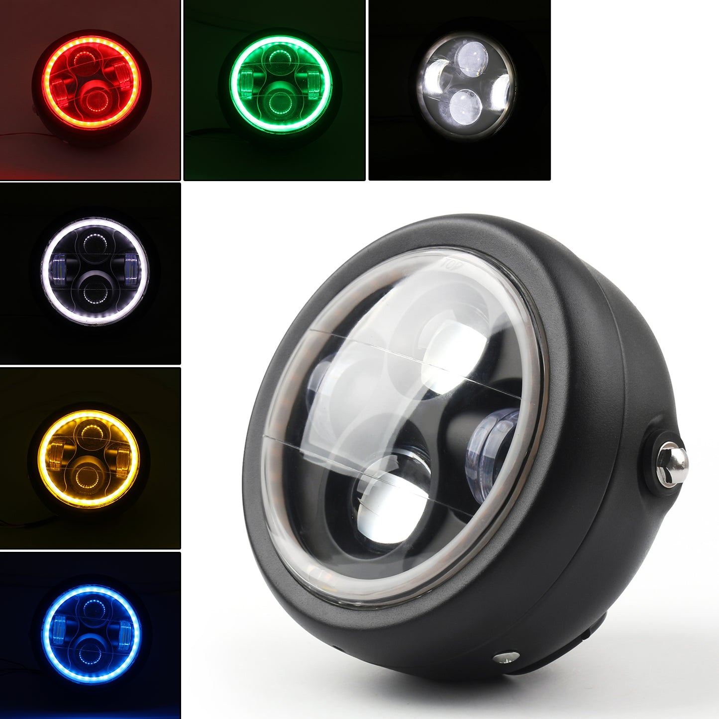 6 1/2 "pouces phare LED Hi/Lo Halo lumière pour moto universelle