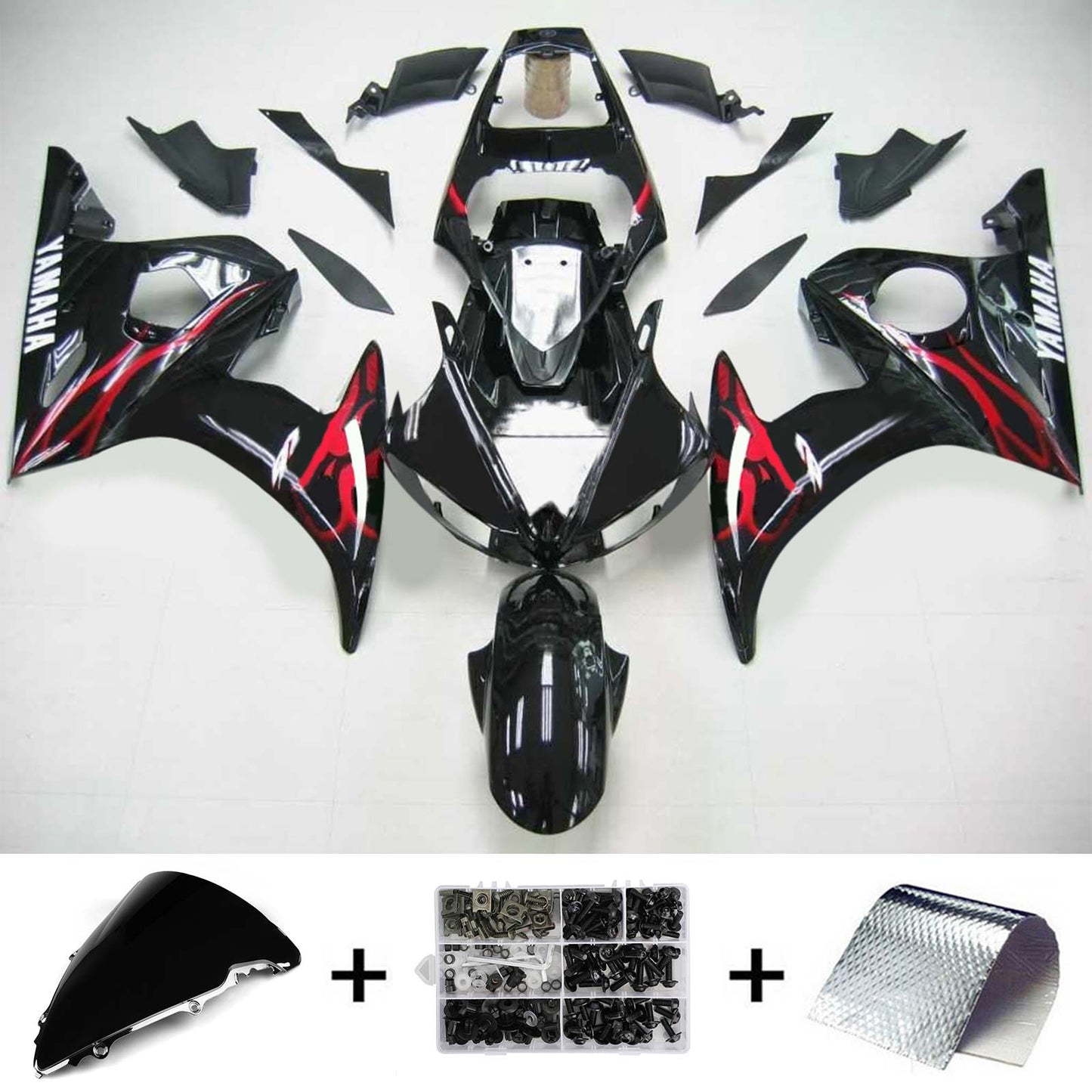 Amotopart Yamaha 2003-2004 YZF 600 R6 & 2006-2009 YZF R6S Schwarzverkleidungskit