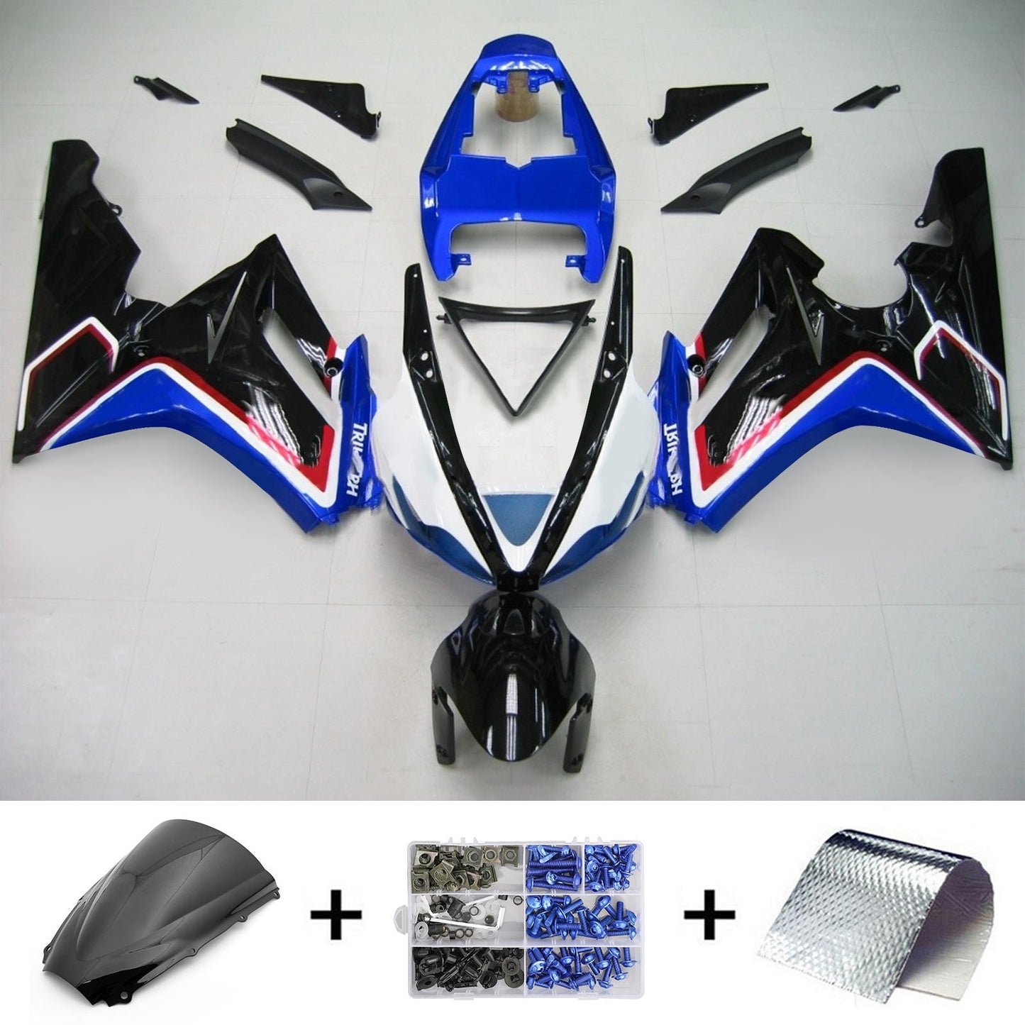 Amotopart Triumph 2006-2008 Daytona 675 Black Mix Blue Verkleidungskit