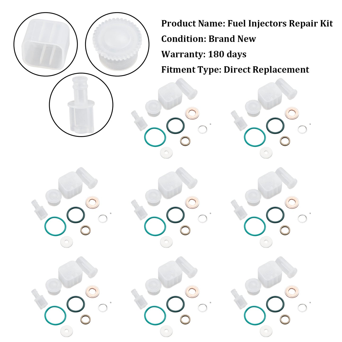 8-teiliges Reparaturset für Einspritzdüsen, passend für Chevy Fit GMC Duramax 6,6 l 2004–2005 Diesel